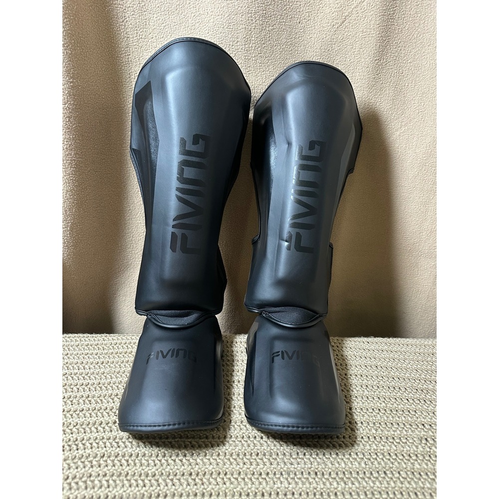 Fiving MMA Shin Guards Black Muay Thai Kickboxing Sparring Leg Protectors Large